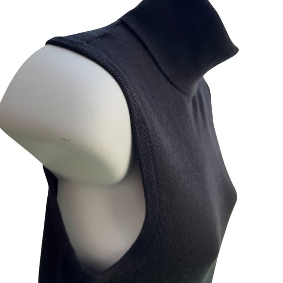 Moda International Sleeveless Turtle Neck Acrylic Blend Sweater Dress Black Sz S - Picture 4 of 9